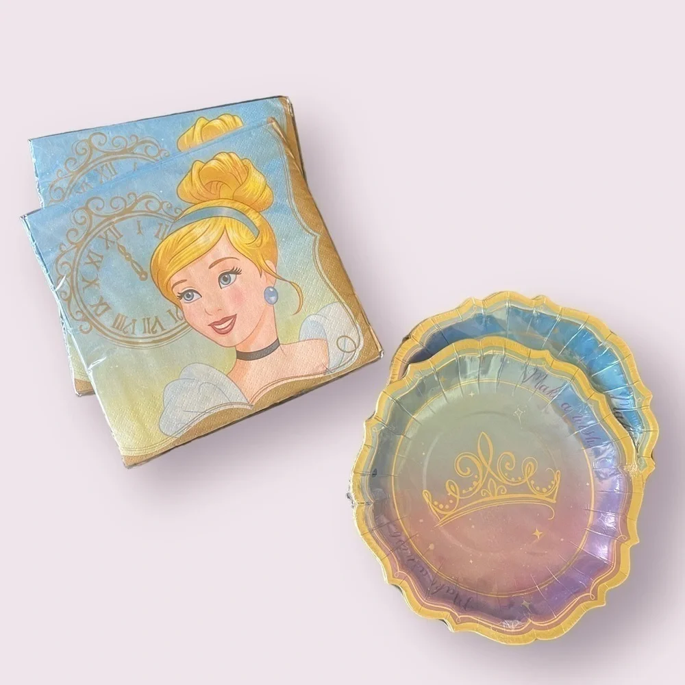 Disney Princess Cinderella Birthday Party Supplies Napkins Paper Plates Set New